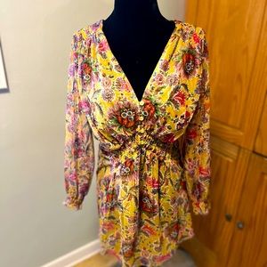 Anthropologie Gold floral blouse